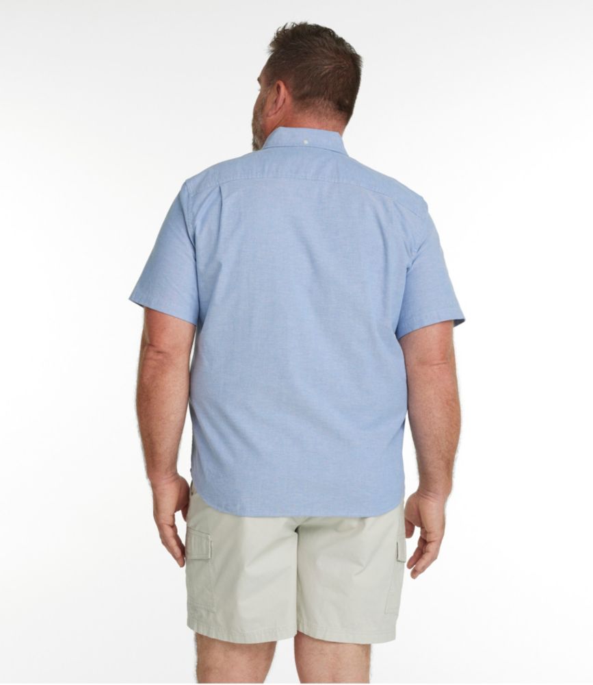 Men's Comfort Stretch® Oxford Shirt, Slightly Fitted Untucked Fit, Short-Sleeve, Light Cobalt, small image number 5