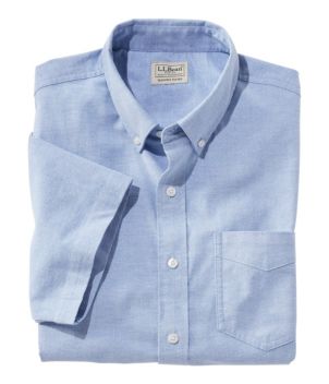 Men's Comfort Stretch Oxford Shirt, Slightly Fitted Untucked Fit, Short-Sleeve