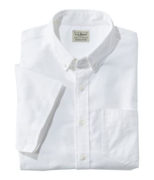 Men's Comfort Stretch Oxford Shirt, Slightly Fitted Untucked Fit, Short-Sleeve