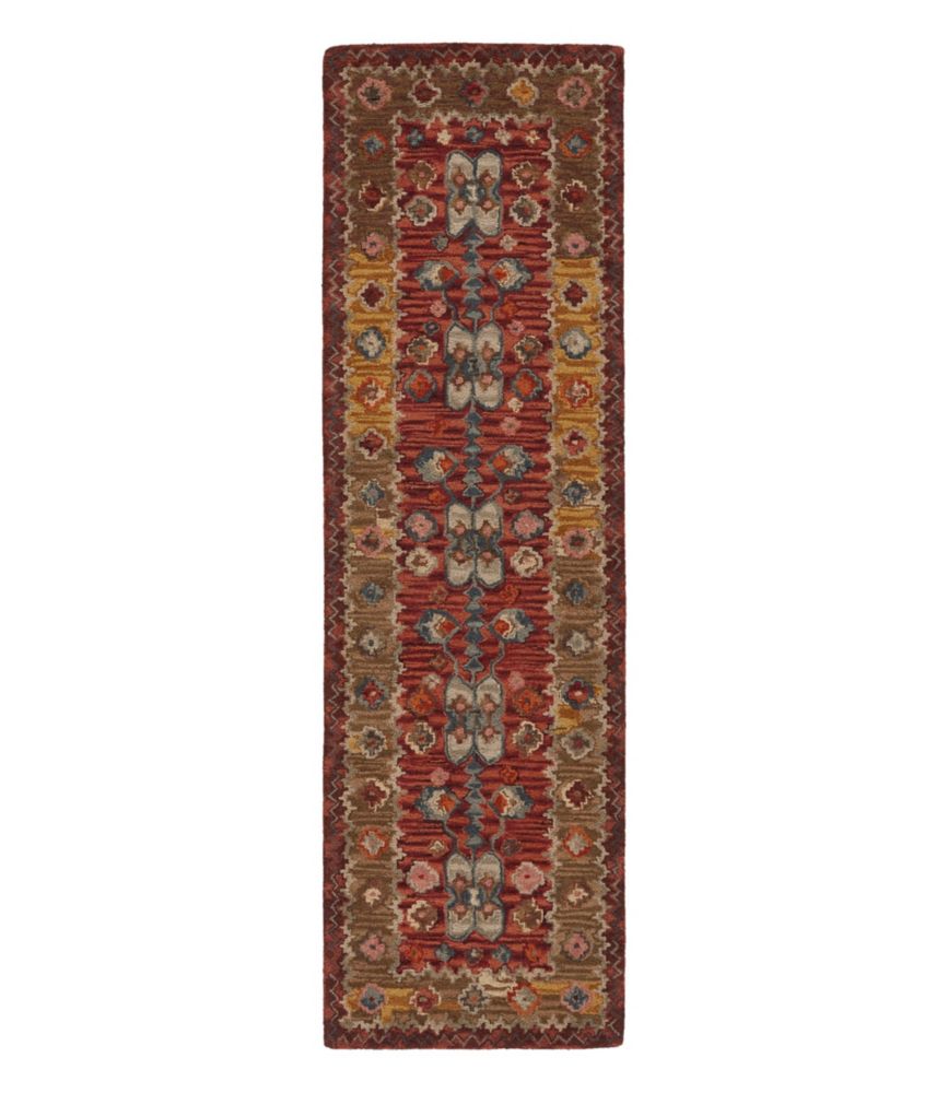 Double Border Wool Hooked Runner, Sienna Multi