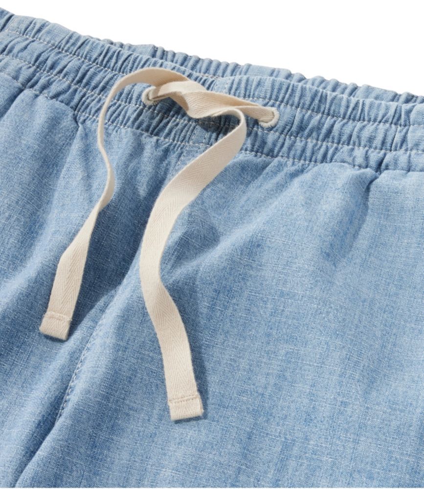 Women's Lakewashed Pull-On Chinos, Mid-Rise Wide-Leg Chambray
