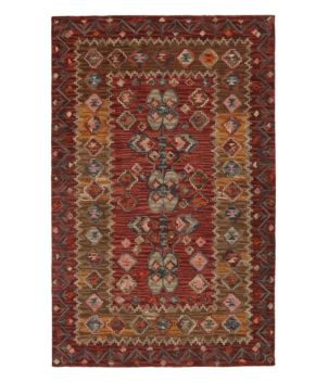 Double Border Wool Hooked Rug, Sienna Multi