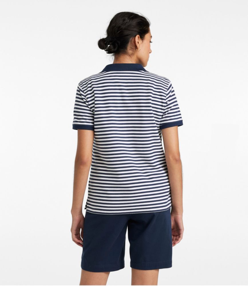 Women's Premium Double L Polo, Short-Sleeve Relaxed Fit Stripe, , small image number 3