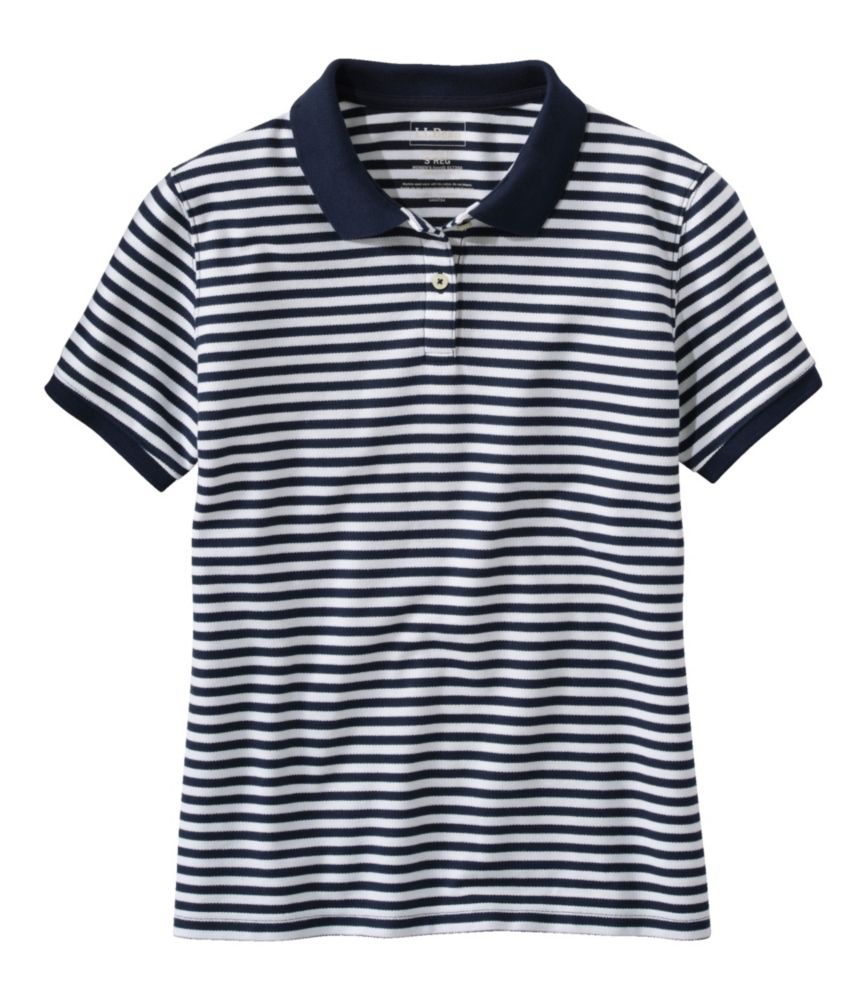 Women's Premium Double L Polo, Short-Sleeve Relaxed Fit Stripe, , small image number 4