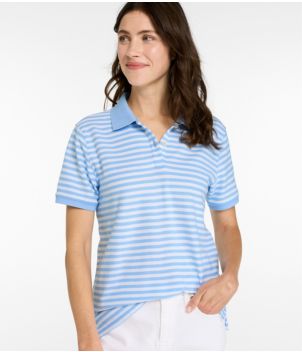 Women's Premium Double L Polo, Short-Sleeve Relaxed Fit Stripe