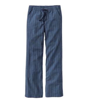 Women's Lakewashed Pull-On Chinos, Mid-Rise Wide-Leg Stripe Chambray