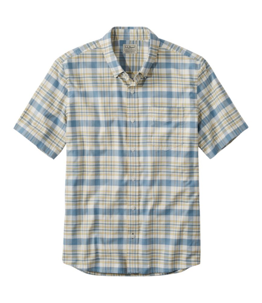 Men's Comfort Stretch® Oxford, Slightly Fitted Untucked Fit, Short-Sleeve, Plaid