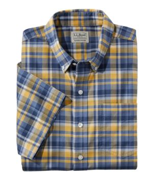 Men's Comfort Stretch® Oxford, Slightly Fitted Untucked Fit, Short-Sleeve, Plaid
