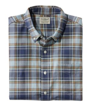 Men's Comfort Stretch® Oxford, Slightly Fitted Untucked Fit, Short-Sleeve, Plaid