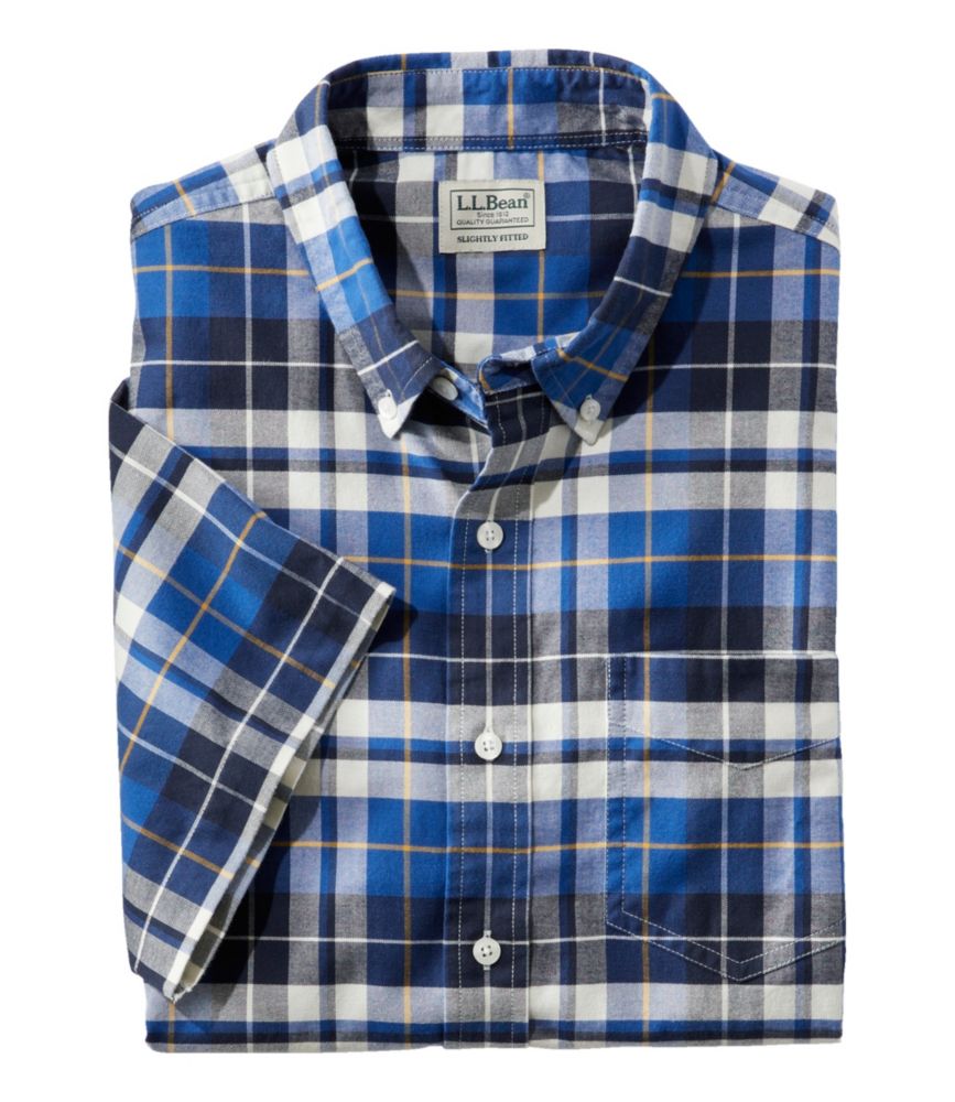 Men's Comfort Stretch® Oxford, Slightly Fitted Untucked Fit, Short-Sleeve, Plaid