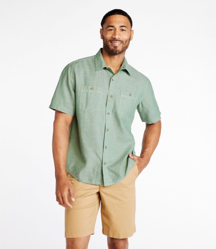 Men's Rugged Linen Blend Shirt, ShortSleeve, Traditional Untucked Fit