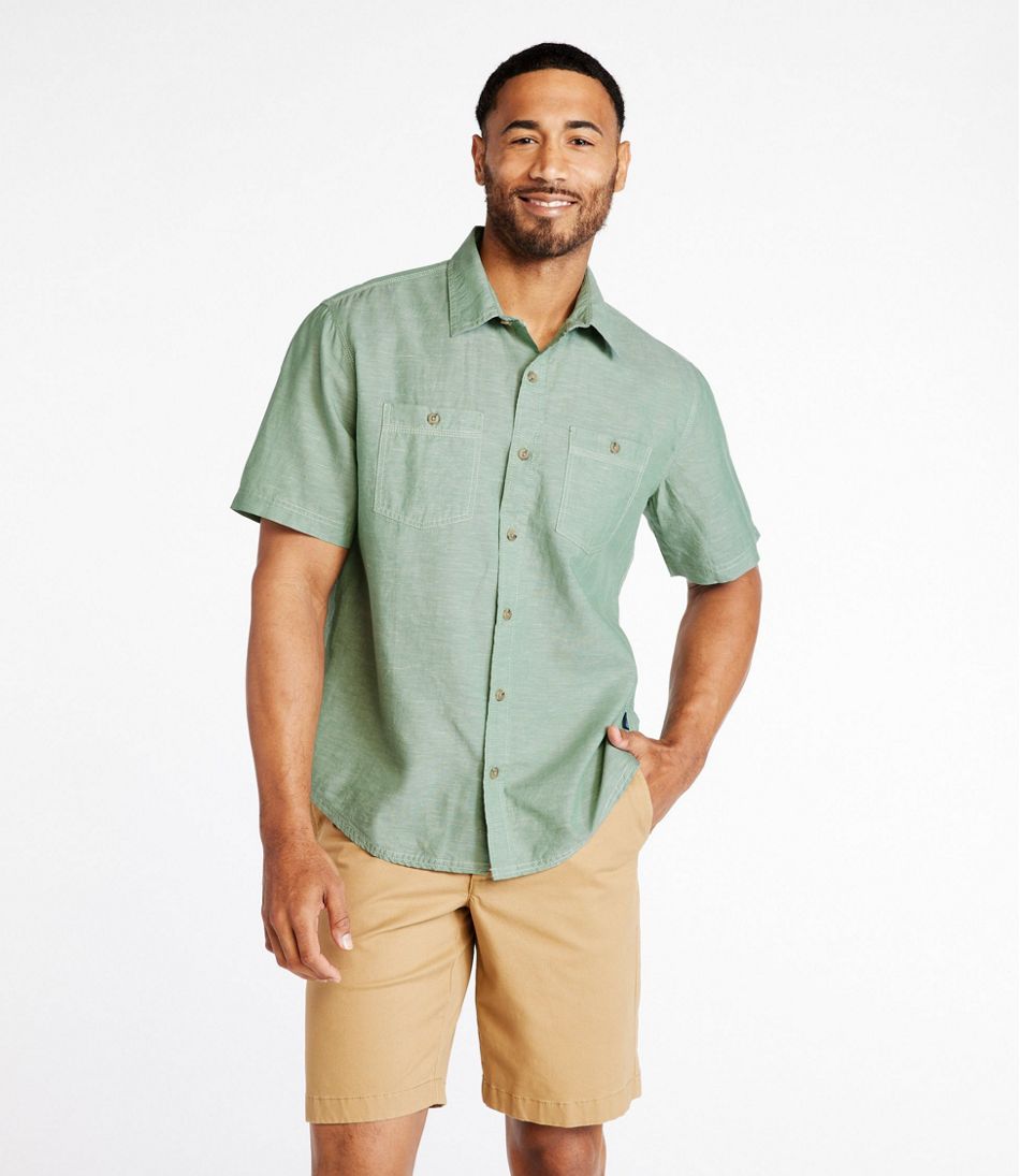 Men's Rugged Linen Blend Shirt, Short-Sleeve, Traditional Untucked Fit ...