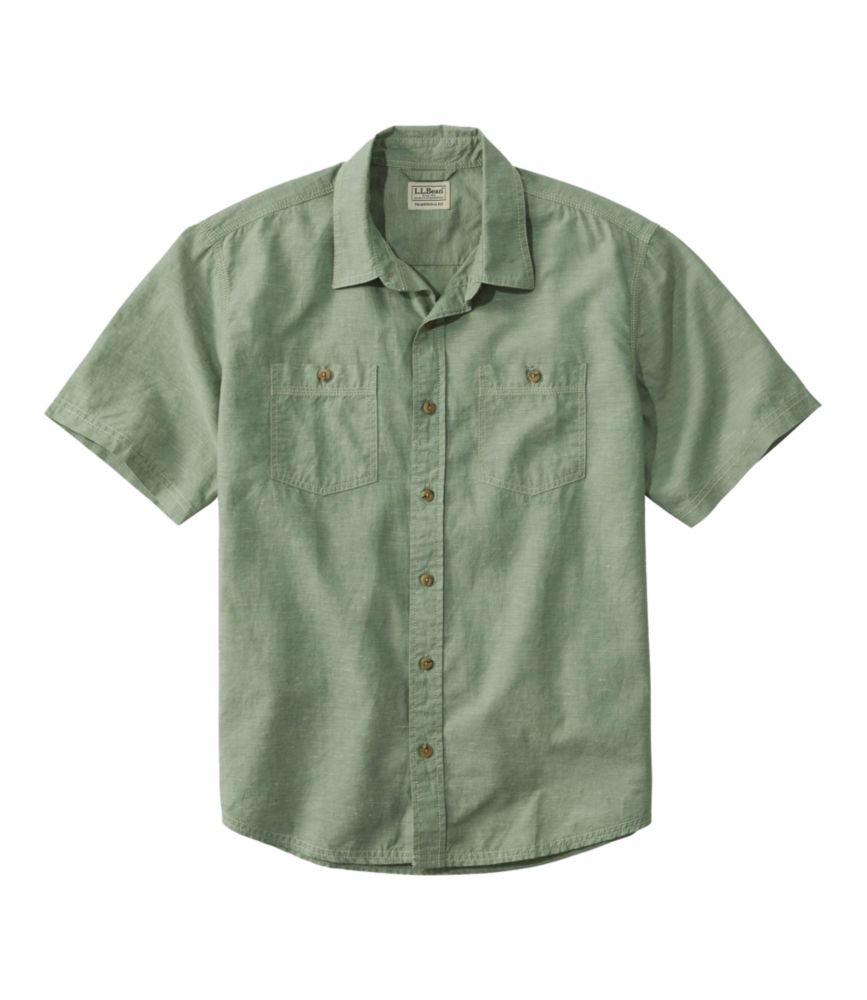 Men's Rugged Linen Blend Shirt, Short-Sleeve, Traditional Untucked