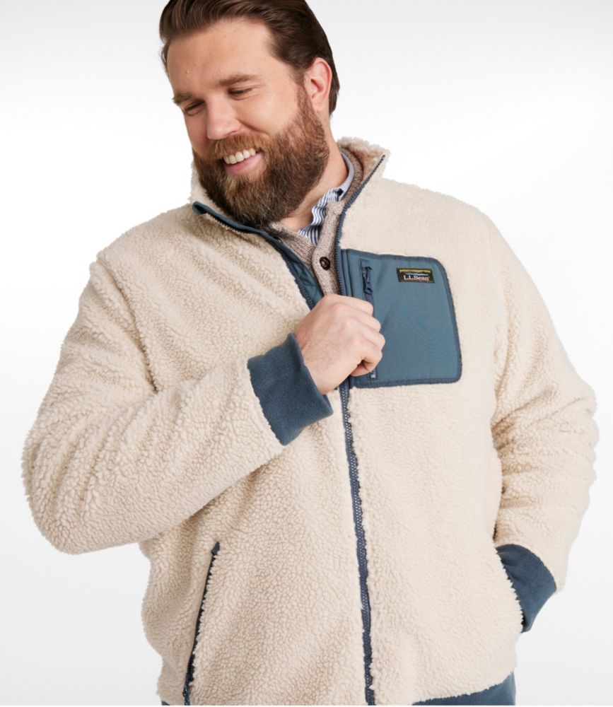 Men's Bean's Sherpa Fleece Jacket, Soapstone/Forest Shade, small image number 4