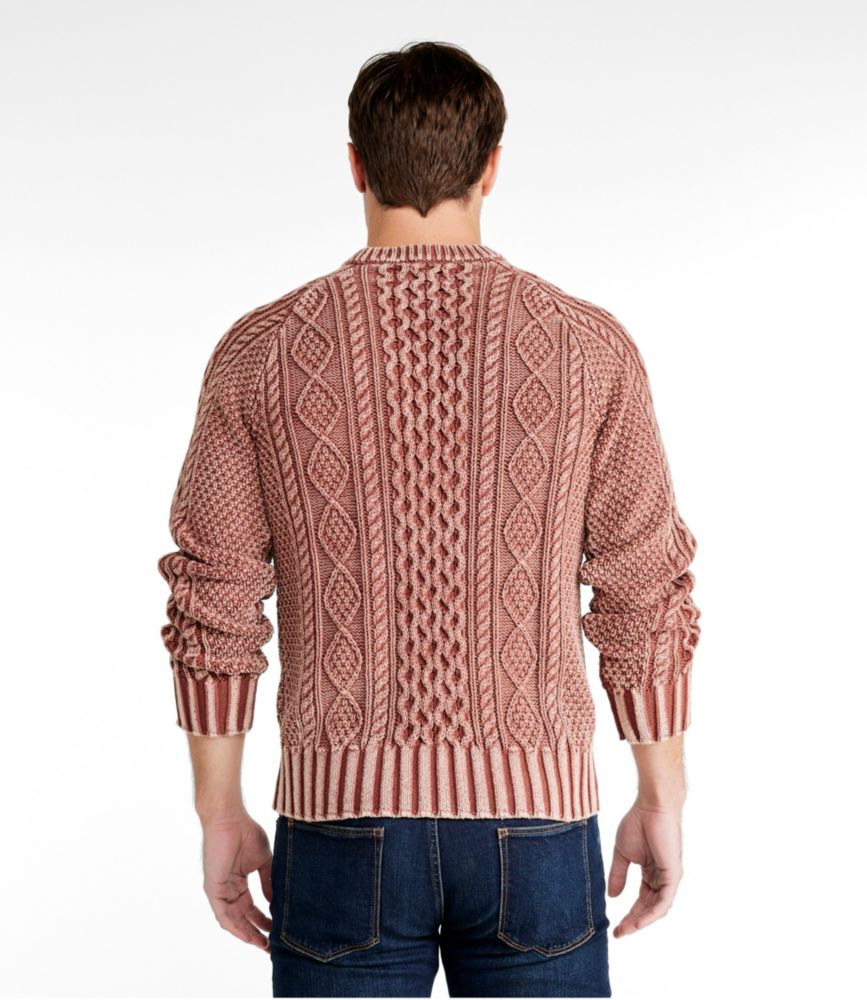 Men's Signature Cotton Fisherman Sweater, Crewneck, Washed, , small image number 3