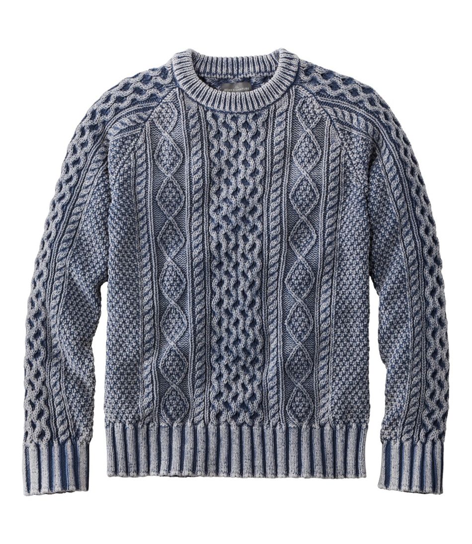Men's Signature Cotton Fisherman Sweater, Crewneck, Washed | Sweaters ...