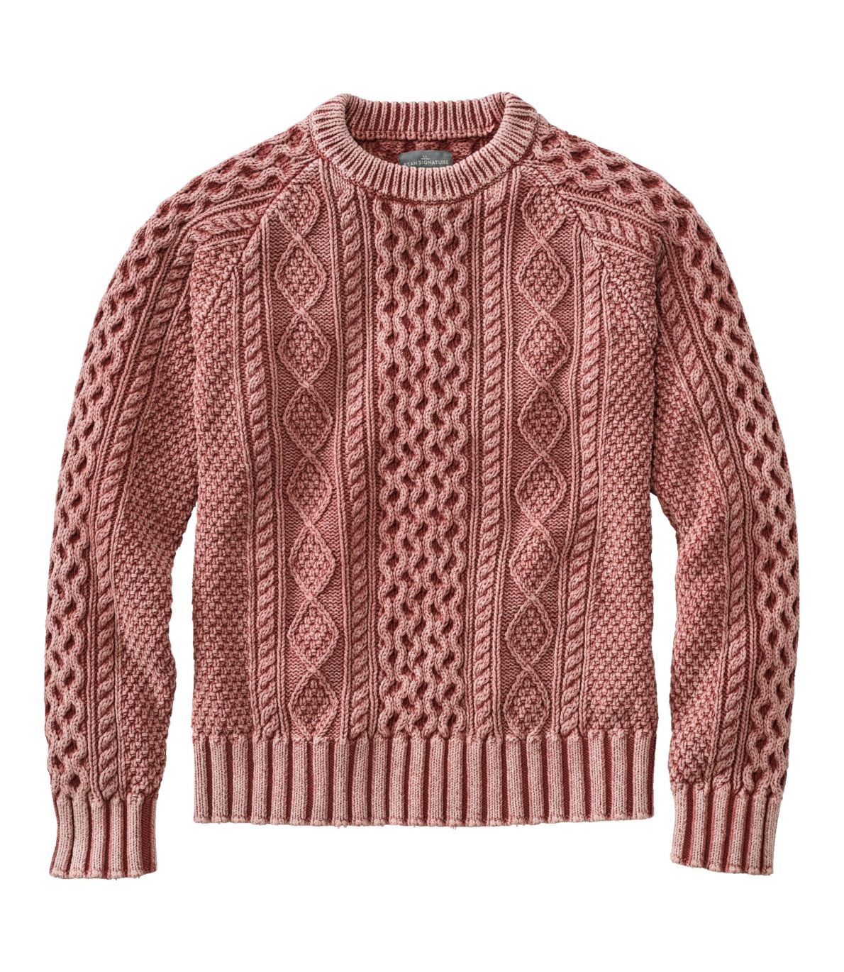 Men's Signature Cotton Fisherman Sweater, Crewneck, Washed