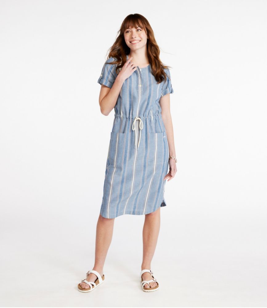 Women's Signature Tencel Linen Blend Woven Dress, Stripe Dresses
