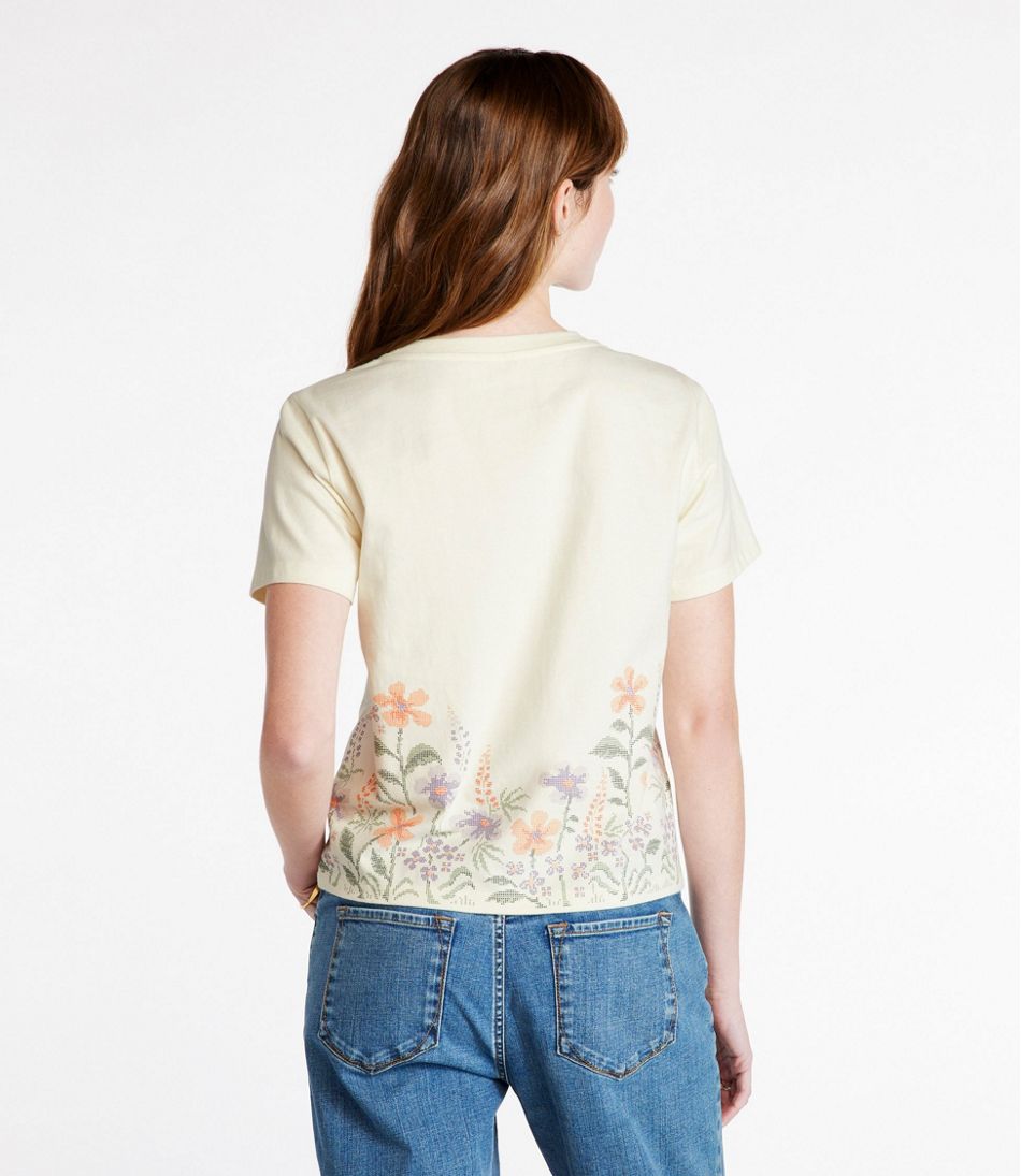 Women's Signature Rangeley Cotton Tee, Boxy Placement Print | Shirts ...