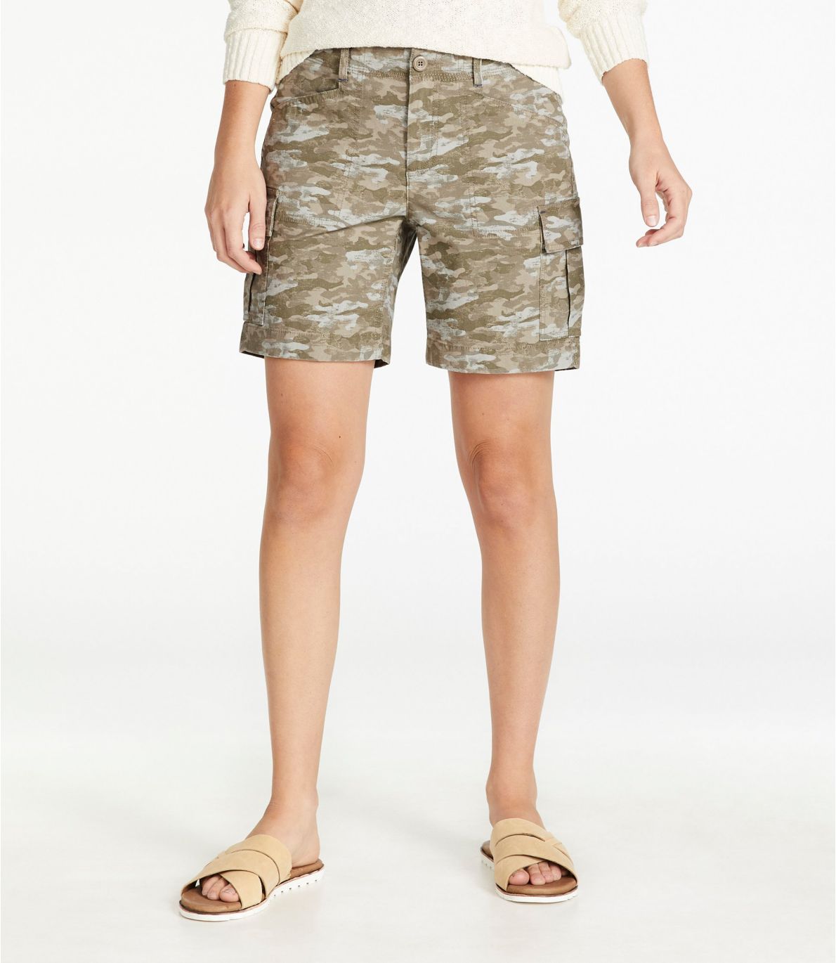 Women's Stretch Canvas Cargo Shorts, Camo at L.L. Bean