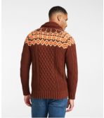 Men's Signature Cotton Fisherman Sweater, Shawl-Collar Cardigan, Fair Isle