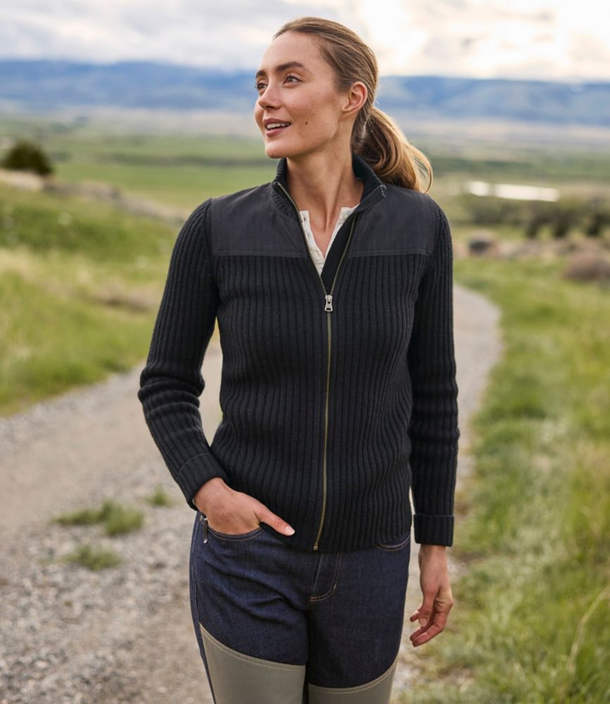 Women's Commando Sweater, Full-Zip, Currant, small image number 5
