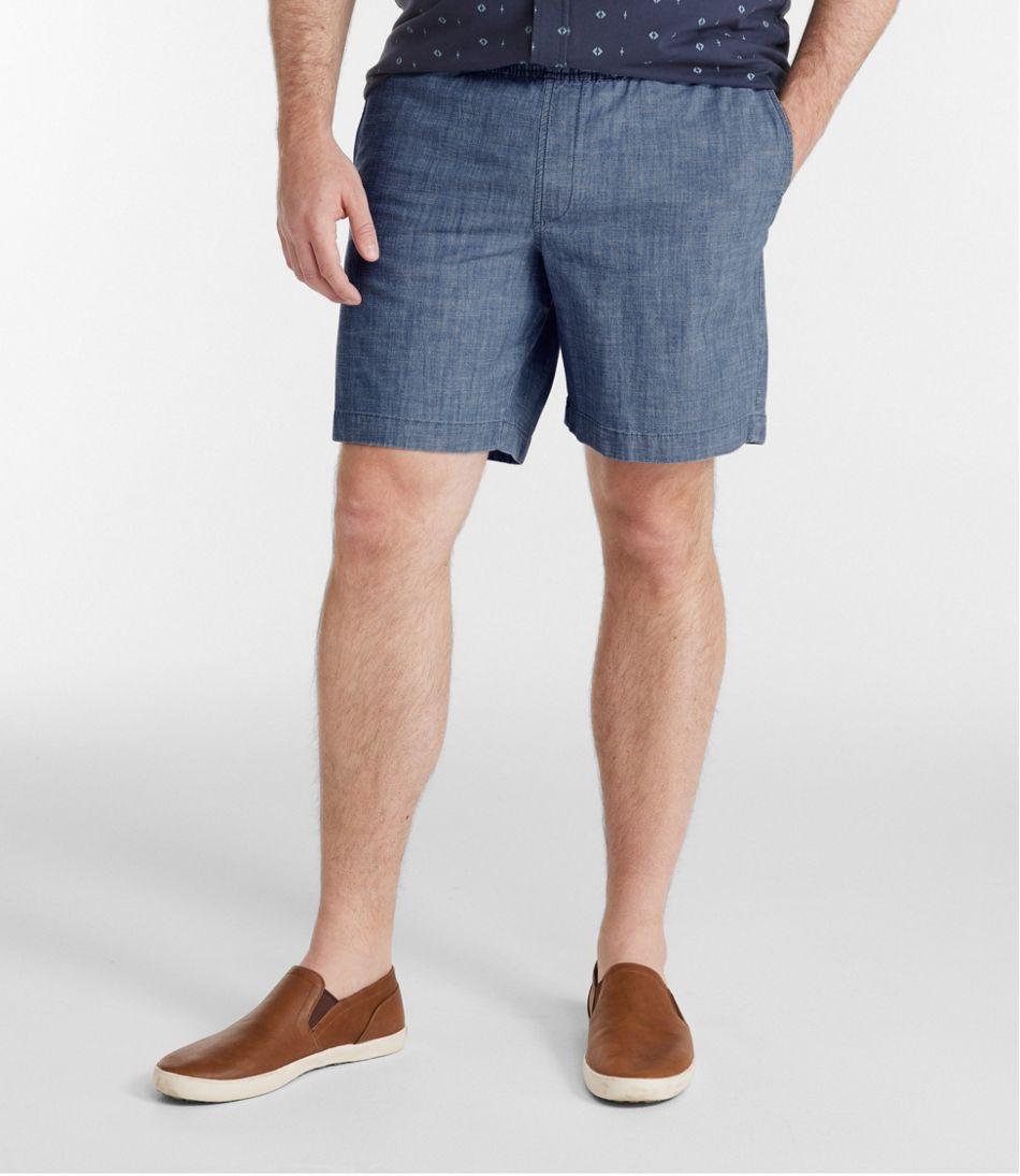 Men's Lakewashed Stretch Shorts, Pull-On, Chambray, 8
