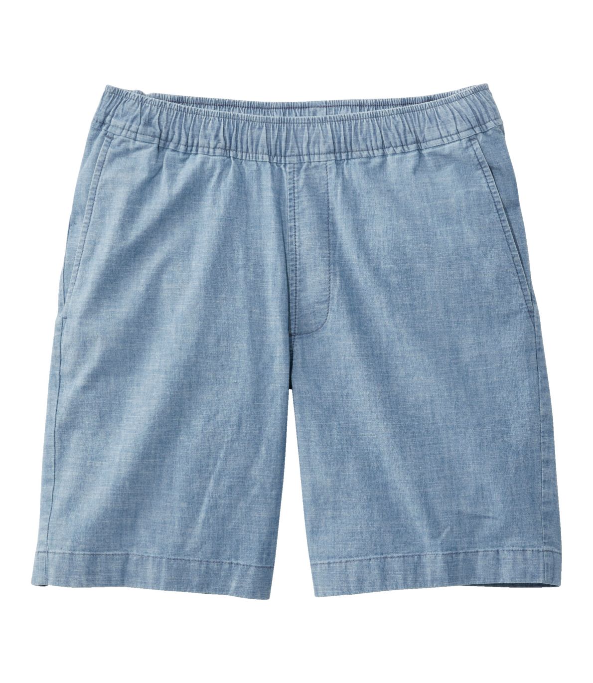 Men's Lakewashed Stretch Shorts, Pull-On, Chambray, 8"