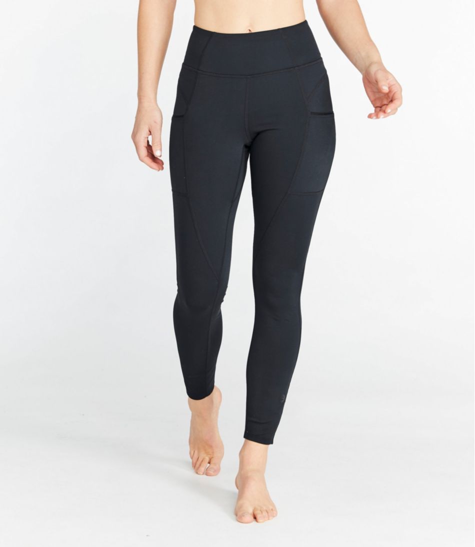 Women's High Waisted Leggings with Pockets Light Fleece Workout Yoga Pants  Full Length Black Small