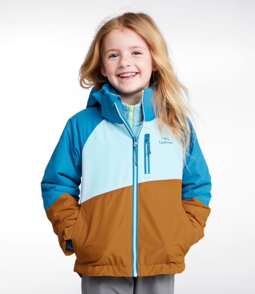 Kids' Fleece-Lined 3-in-1 Jacket, Coral Flame/Shore, small image number 2