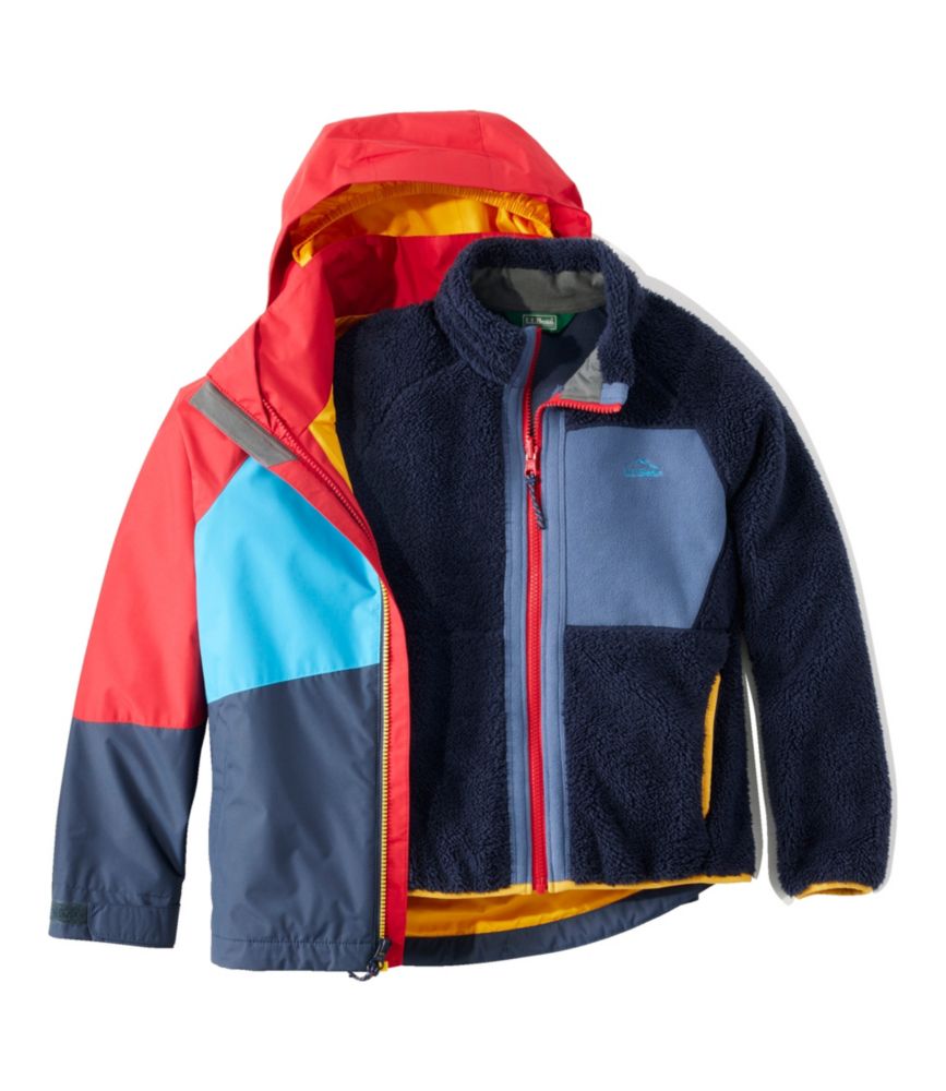 Kids' Fleece-Lined 3-in-1 Jacket, Coral Flame/Shore, small image number 5