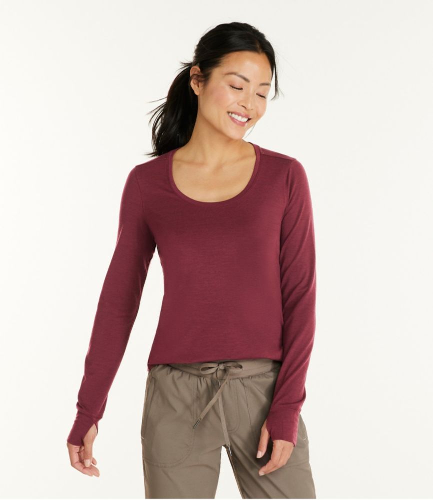 Women's Encompass Merino Wool-Blend Scoopneck, Long-Sleeve, Gray Heather, small image number 2