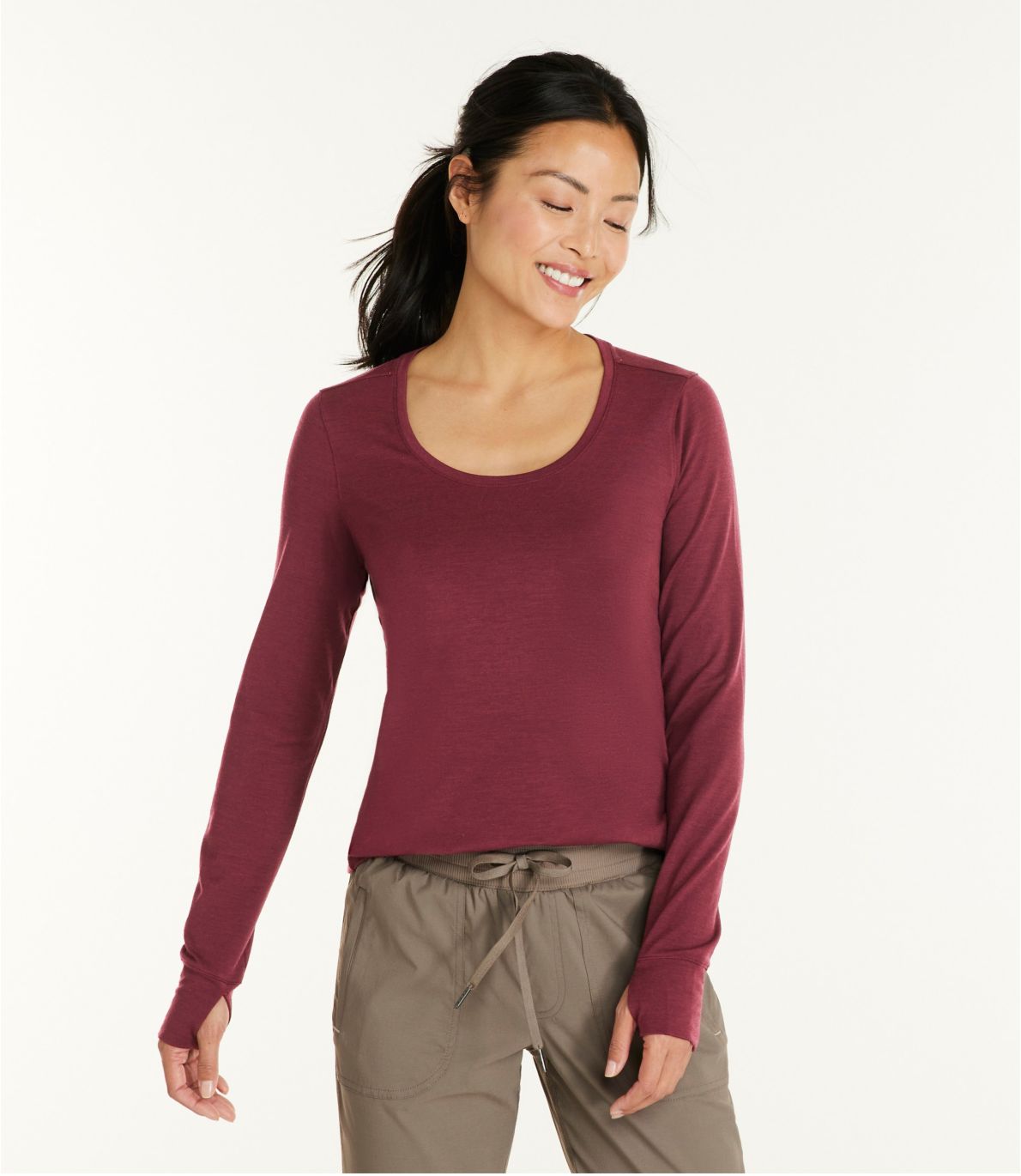Women's Merino WoolBlend Scoopneck, LongSleeve at L.L. Bean
