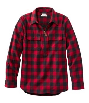 Women's Scotch Plaid Flannel Shirt, Quarter-Zip