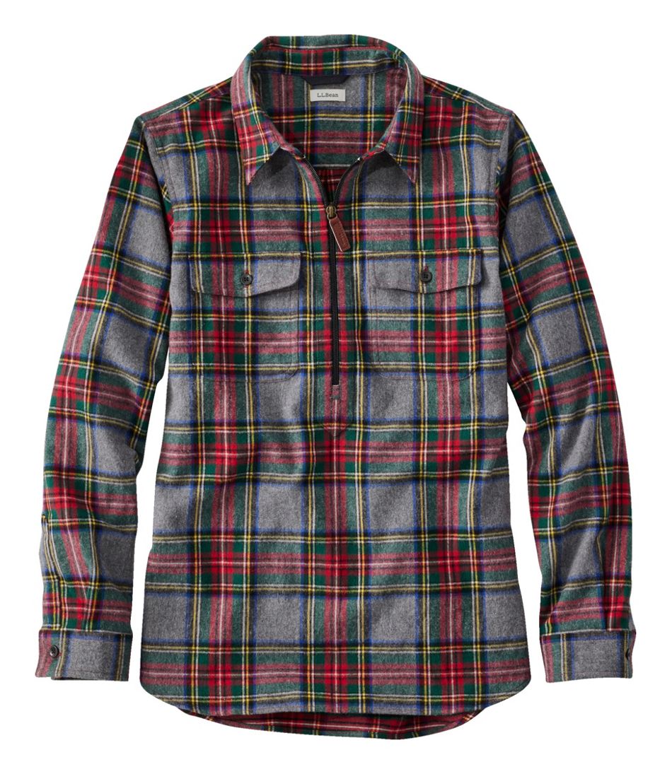 Women's Scotch Plaid Flannel Shirt, Quarter-Zip | Shirts & Button-Downs ...