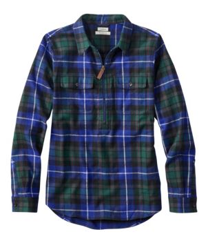 Women's Scotch Plaid Flannel Shirt, Quarter-Zip