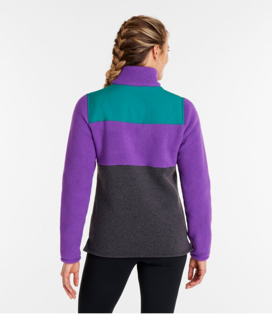 Women's L.L.Bean Sweater Fleece Sherpa Hybrid Pullover, Bright Purple/Charcoal Gray Heather, small image number 3