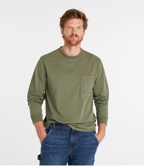 Men's BeanBuilt Cotton T-Shirt with Pocket, Long-Sleeve, , large image number 1