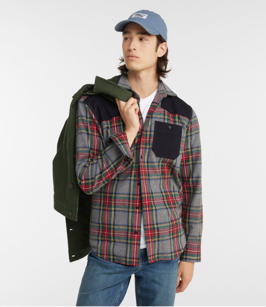 Men's Heritage Scotch Plaid Flannel Shirt, Slightly Fitted Untucked Fit, Black Watch, small image number 2