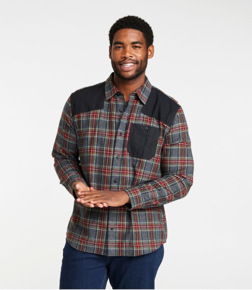 Men's Heritage Scotch Plaid Flannel Shirt, Slightly Fitted Untucked Fit, Black Watch, small image number 4