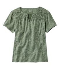 Women's L.L.Bean Tee, Short-Sleeve Notch-Neck Print