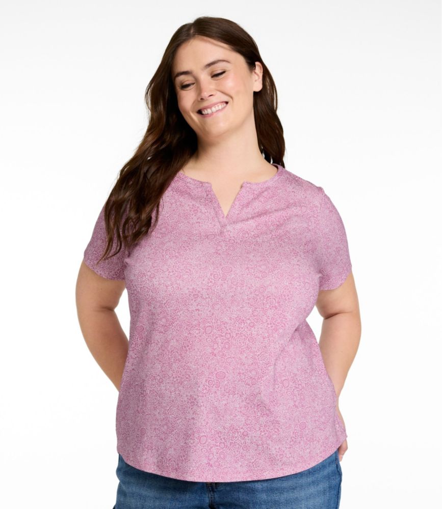 Women's L.L.Bean Tee, Short-Sleeve Notch-Neck Print, Cobalt Sea Floral, small image number 2