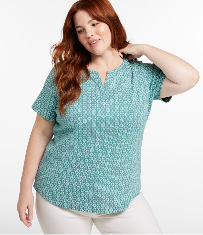 Women's L.L.Bean Tee, Short-Sleeve Notch-Neck Print