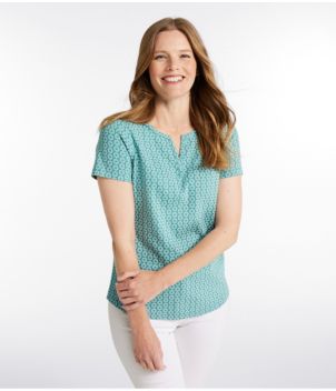 Women's L.L.Bean Tee, Short-Sleeve Notch-Neck Print