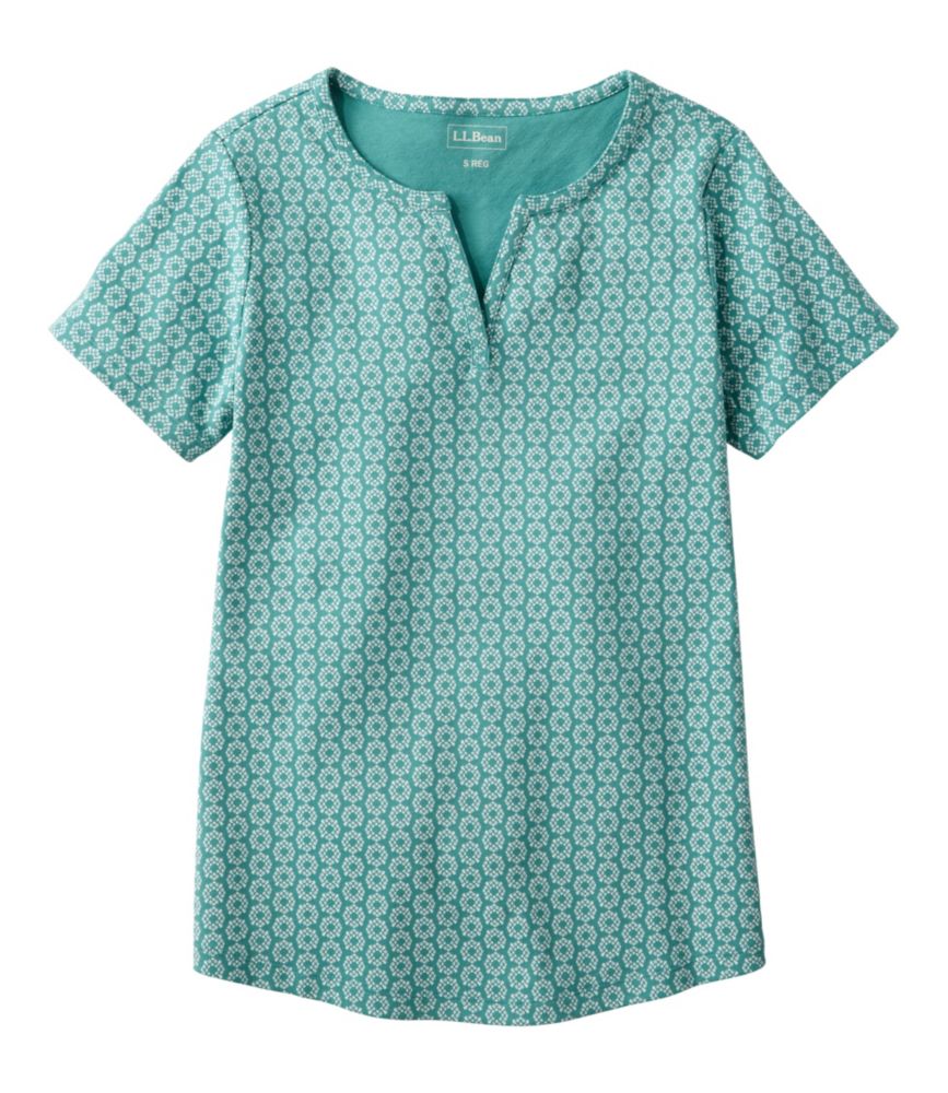 Women's L.L.Bean Tee, Short-Sleeve Notch-Neck Print
