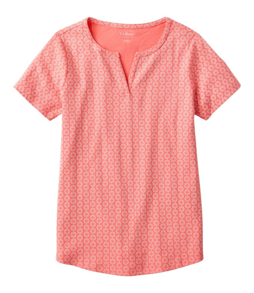 Women's L.L.Bean Tee, Short-Sleeve Notch-Neck Print