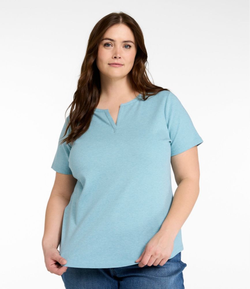 Women's L.L.Bean Tee, Short-Sleeve Notch-Neck, Alpine Blue, small image number 2