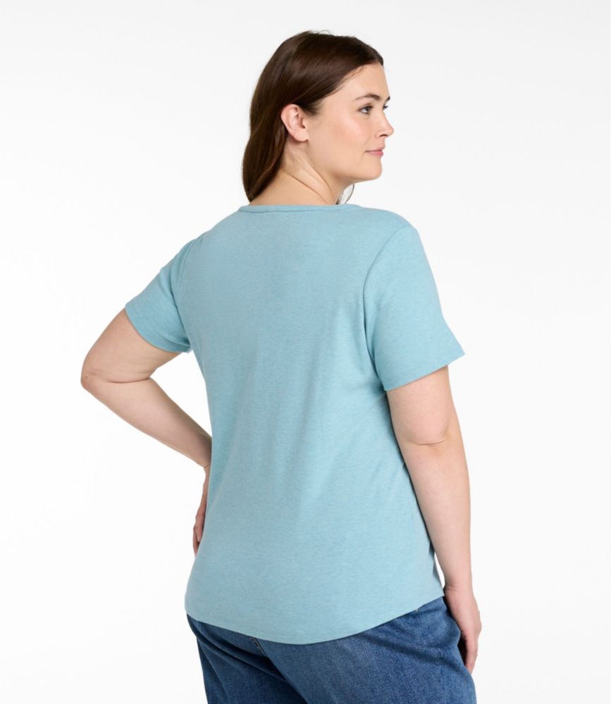 Women's L.L.Bean Tee, Short-Sleeve Notch-Neck, Alpine Blue, small image number 3