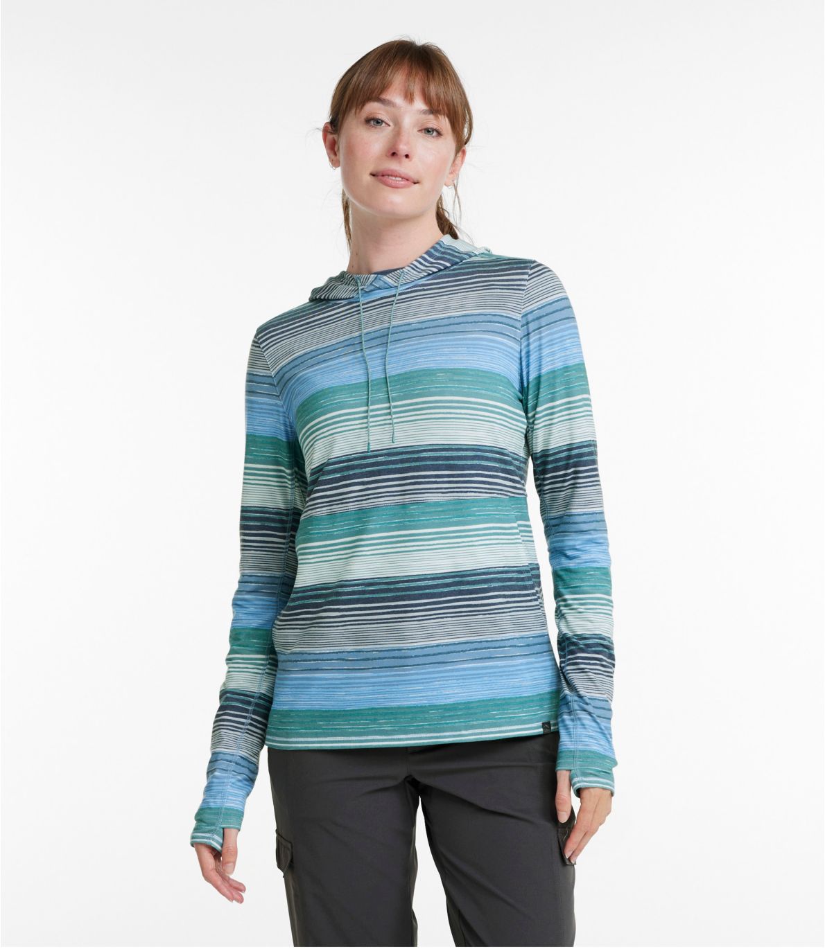 Women's Everyday SunSmart® Hooded Pullover, Long-Sleeve Stripe