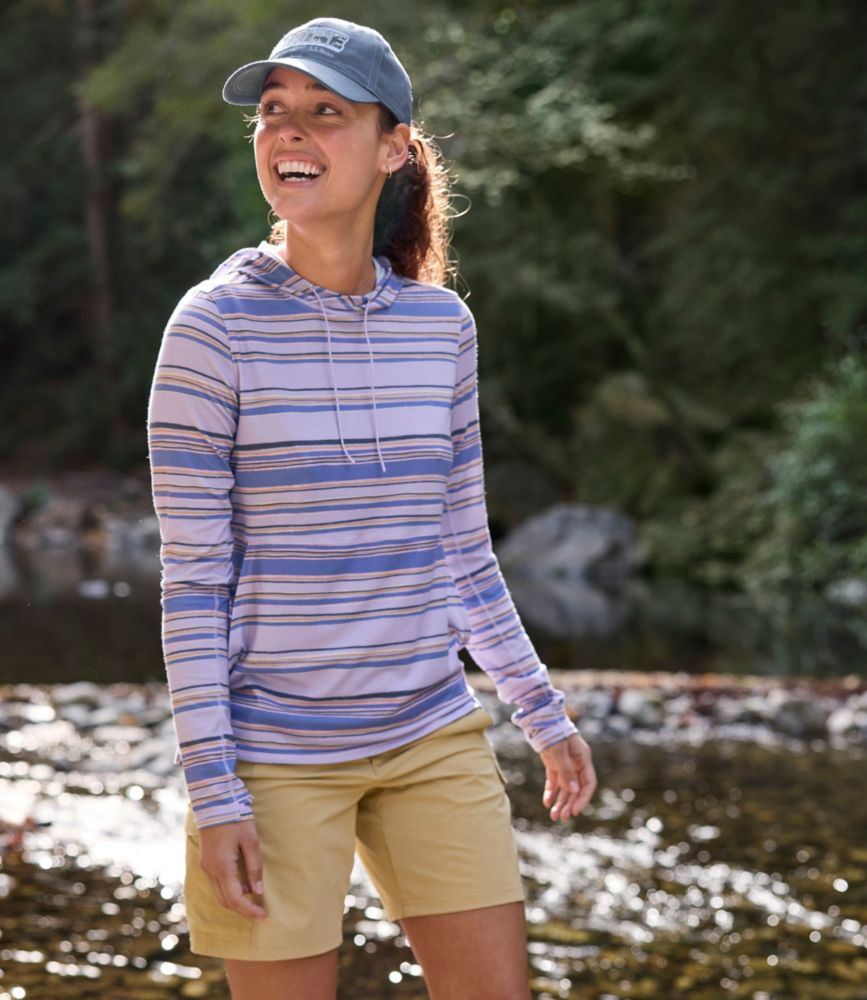 Women's Everyday SunSmart® Hooded Pullover, Long-Sleeve Stripe, French Lilac Stripe, small image number 7